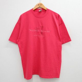 XL★古着 半袖 ビンテージ Tシャツ メンズ 90年代 90s トップセール ノースカロライナ 刺繍 大きいサイズ コットン クルーネック USA製 ピンク 23aug19 中古(Tシャツ/カットソー(半袖/袖なし))