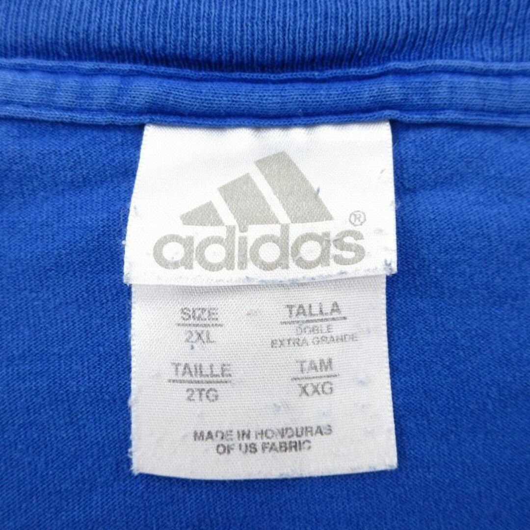 adidas(アディダス)のXL★古着 アディダス adidas 半袖 ビンテージ Tシャツ メンズ 00年代 00s ワンポイントロゴ 大きいサイズ コットン クルーネック 青 ブルー 23aug19 中古 メンズのトップス(Tシャツ/カットソー(半袖/袖なし))の商品写真