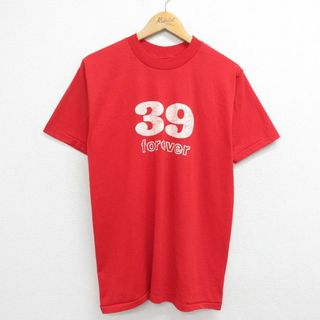 M★古着 半袖 ビンテージ Tシャツ メンズ 80年代 80s 39forever クルーネック USA製 赤 レッド 23aug19 中古(Tシャツ/カットソー(半袖/袖なし))