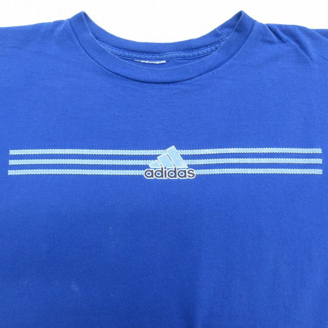 adidas(アディダス)のXL★古着 アディダス adidas 半袖 ビンテージ Tシャツ メンズ 00年代 00s ワンポイントロゴ クルーネック 青 ブルー 23aug19 中古 メンズのトップス(Tシャツ/カットソー(半袖/袖なし))の商品写真