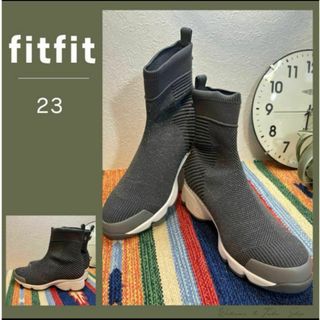 fitfit - 美品＆難》fitfit フィットフィット　ウェービーソールニットブーツ23グレー