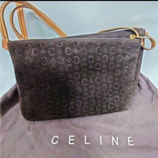 セリーヌ(celine)の【セリーヌ】ロゴマーク型押し高級スウェードショルダーバッグ袋付き　美品(ショルダーバッグ)