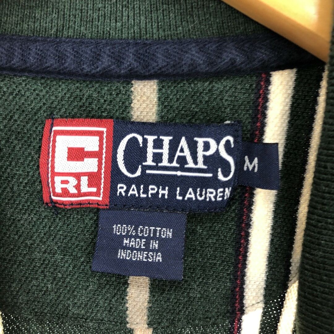 Ralph Lauren(ラルフローレン)の古着 90年代 ラルフローレン Ralph Lauren CHAPS チャップス 長袖 ストライプ ポロシャツ メンズM ヴィンテージ /eaa423424 メンズのトップス(ポロシャツ)の商品写真