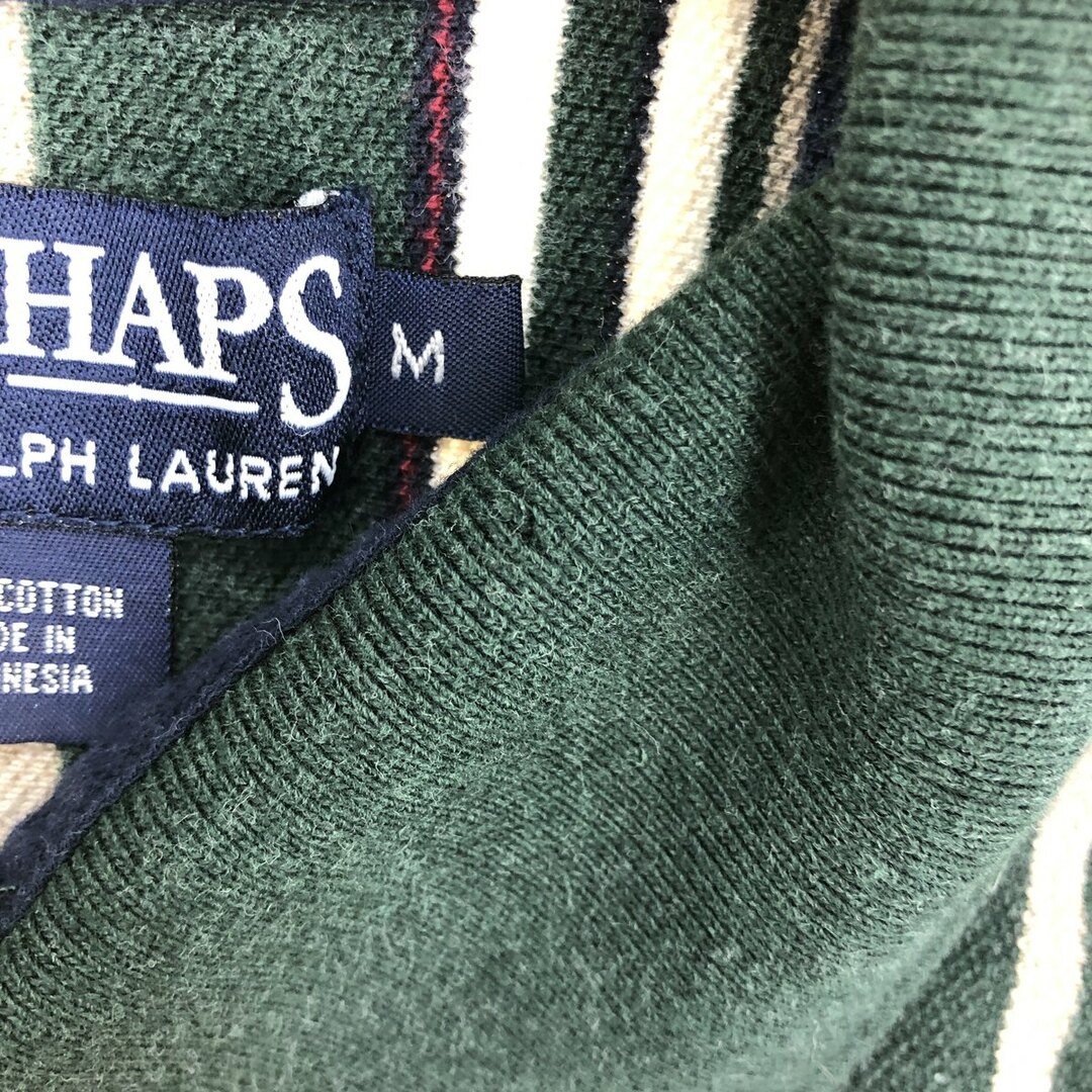 Ralph Lauren(ラルフローレン)の古着 90年代 ラルフローレン Ralph Lauren CHAPS チャップス 長袖 ストライプ ポロシャツ メンズM ヴィンテージ /eaa423424 メンズのトップス(ポロシャツ)の商品写真