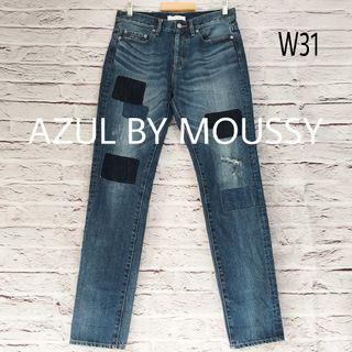 アズールバイマウジー(AZUL by moussy)の【美品】AZUL BY MOUSSY パッチワーク ダメージ加工 デニムパンツ(デニム/ジーンズ)