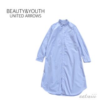 ビューティアンドユースユナイテッドアローズ(BEAUTY&YOUTH UNITED ARROWS)のBEAUTY&YOUTH タイプライター ベーシック シャツ ワンピース ブルー(ひざ丈ワンピース)