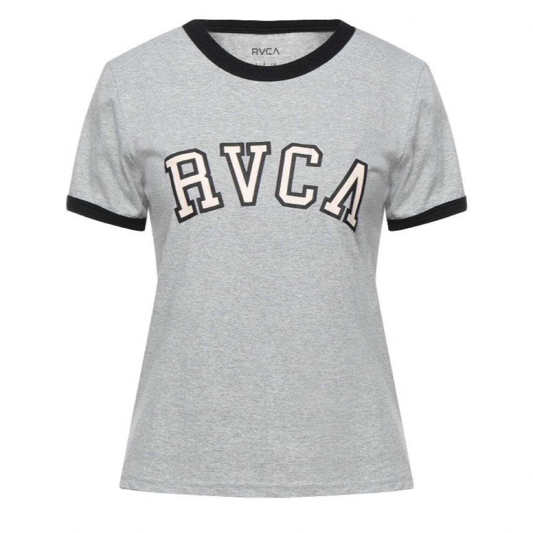 RVCA(ルーカ)の新品ブランドロゴ入りRVCA半袖TシャツグレーMサイズリンガーネックTeeルーカ レディースのトップス(Tシャツ(長袖/七分))の商品写真