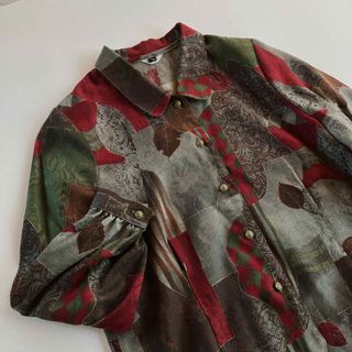 フラワー(flower)のused レトロ 総柄 ブラウス 個性的 古着 ヴィンテージ vintage(シャツ/ブラウス(長袖/七分))