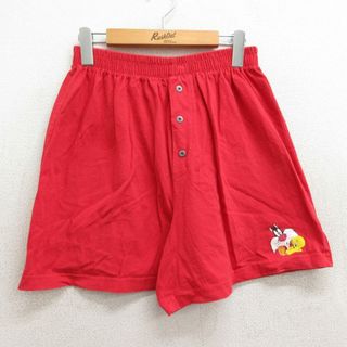 W29★古着 ショート パンツ ショーツ メンズ 90年代 90s ルーニーテューンズ LOONEY TUNES トゥイーティー シルベスター コットン USA製 赤 レッド 23aug22 中古 ボトムス 短パン ショーパン ハーフ(ワークパンツ/カーゴパンツ)