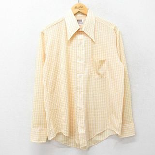 M★古着 モンゴメリーワード 長袖 シャツ メンズ 70年代 70s 黄他 イエロー 23aug24 中古 トップス(シャツ)