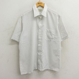 L★古着 半袖 シャツ メンズ 70年代 70s 白 ホワイト ドット 23aug23 中古 トップス(シャツ)