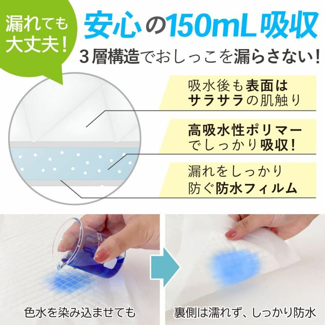 (ケラッタ) 吸水 防水おむつ替えシート 使い捨て 吸水量150ml 50枚入り キッズ/ベビー/マタニティのおむつ/トイレ用品(ベビー紙おむつ)の商品写真