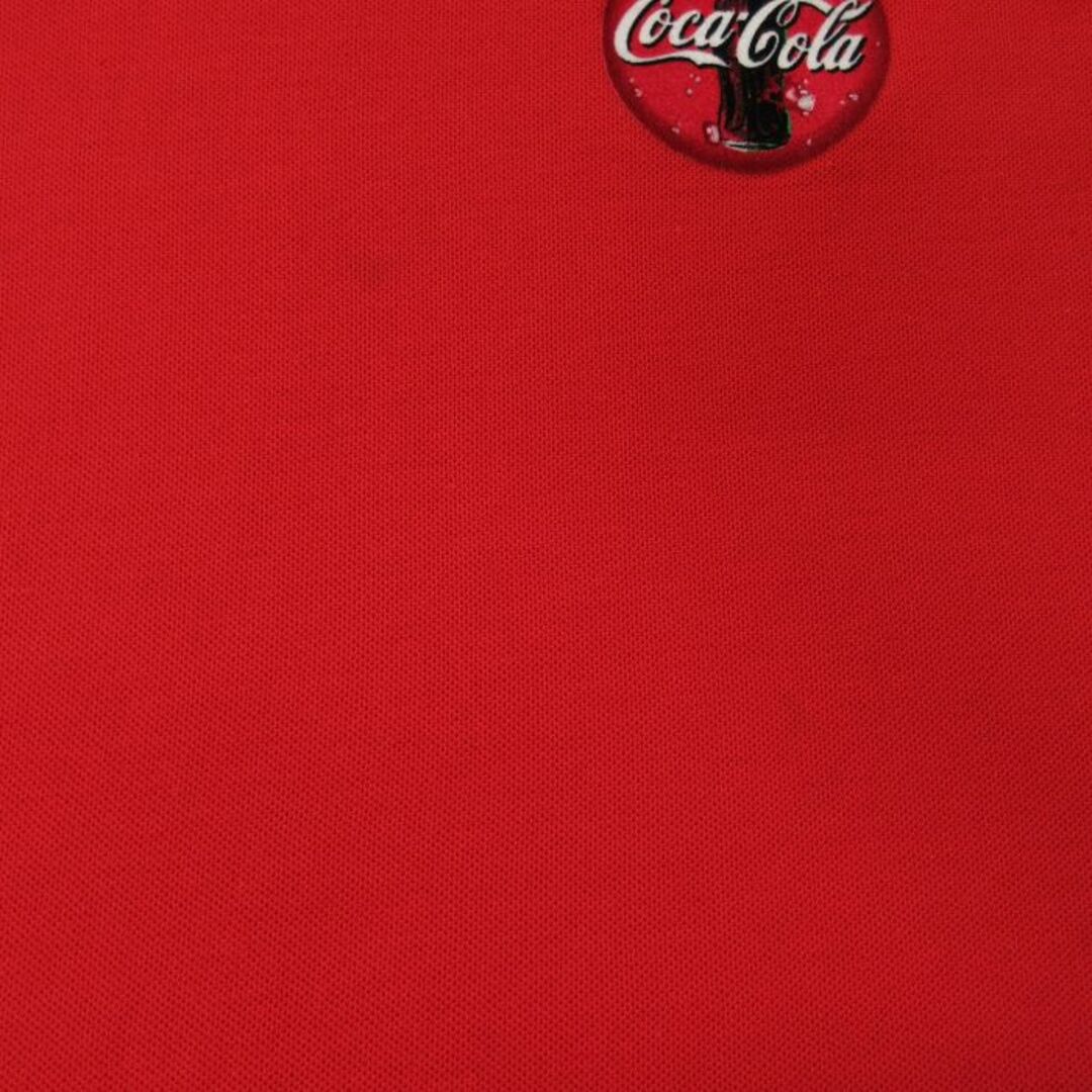 XL★古着 半袖 ポロ シャツ メンズ 90年代 90s コカコーラ フロッキープリント 大きいサイズ USA製 赤他 レッド 23aug21 中古 トップス メンズのトップス(ポロシャツ)の商品写真
