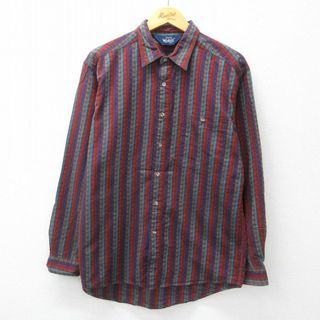 ウールリッチ(WOOLRICH)のL★古着 ウールリッチ WOOLRICH 長袖 シャツ メンズ 90年代 90s コットン エンジ他 ストライプ 23aug21 中古 トップス(シャツ)