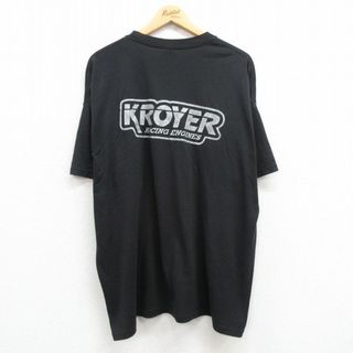 ヘインズ(Hanes)のXL★古着 ヘインズ Hanes 半袖 ビンテージ Tシャツ メンズ 00年代 00s KROYER レーシング 大きいサイズ クルーネック 黒 ブラック 23aug24 中古(Tシャツ/カットソー(半袖/袖なし))