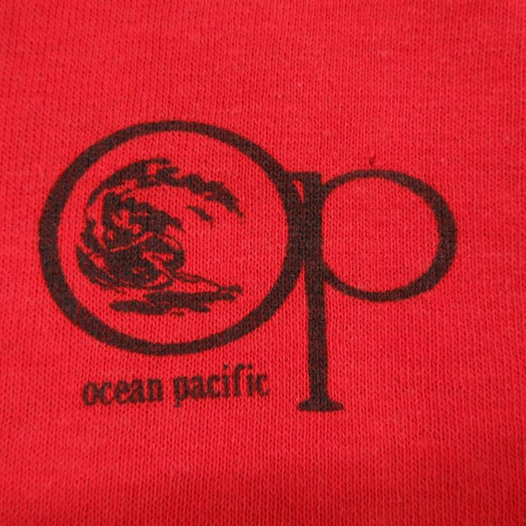 OCEAN PACIFIC(オーシャンパシフィック)のM★古着 オーシャンパシフィック OP ノースリーブ フルジップ スウェット メンズ 80年代 80s ヨット USA製 赤 レッド 霜降り 23aug24 中古 スエット トレーナー トップス メンズのトップス(パーカー)の商品写真