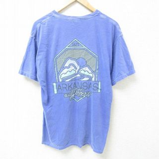 XL★古着 半袖 Tシャツ メンズ アーカンソー コットン クルーネック 薄紫 パープル 23aug24 中古(Tシャツ/カットソー(半袖/袖なし))