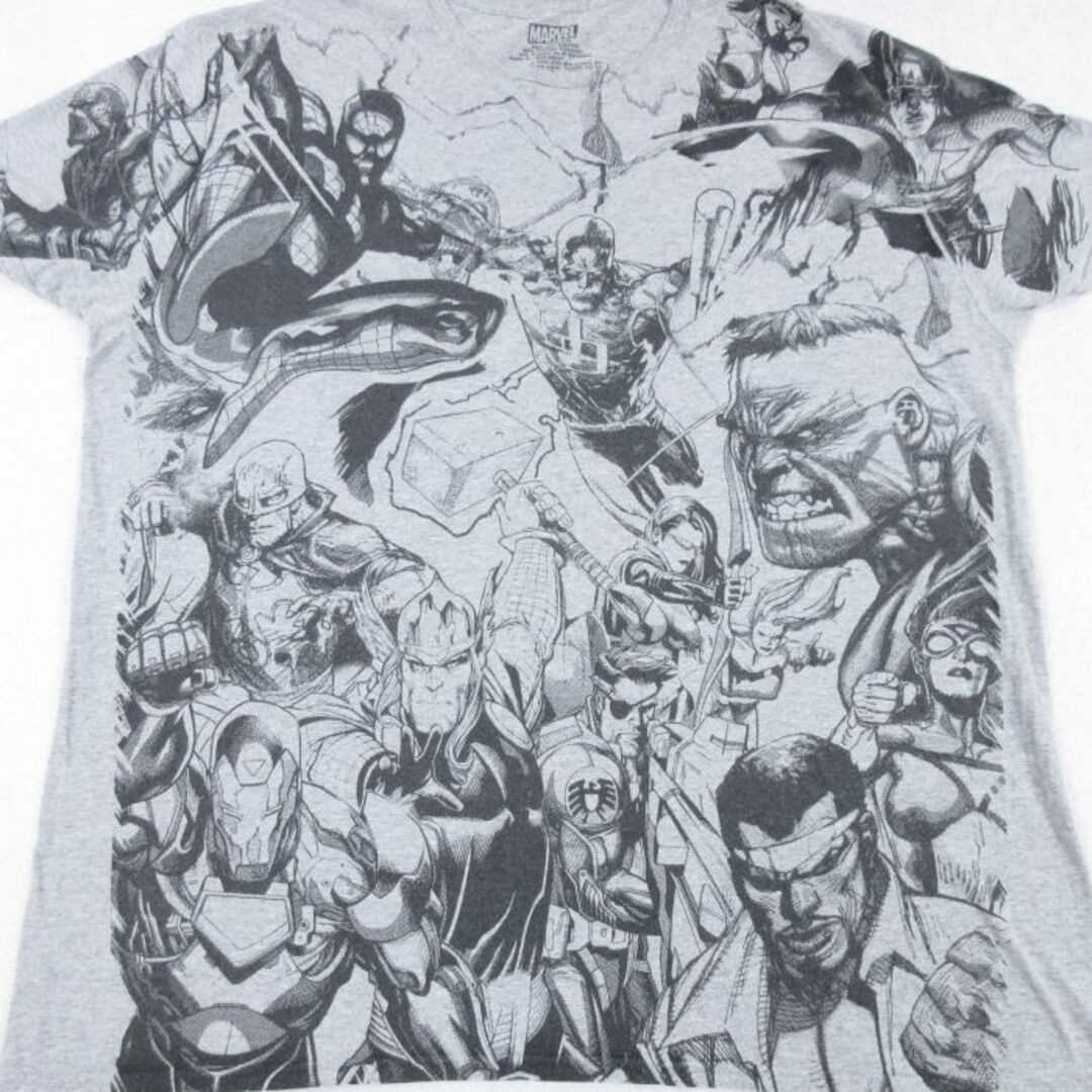 MARVEL(マーベル)のXL★古着 半袖 Tシャツ メンズ マーベル デアデビル ハルク 全面プリント 大きいサイズ クルーネック グレー 霜降り 23aug22 中古 メンズのトップス(Tシャツ/カットソー(半袖/袖なし))の商品写真