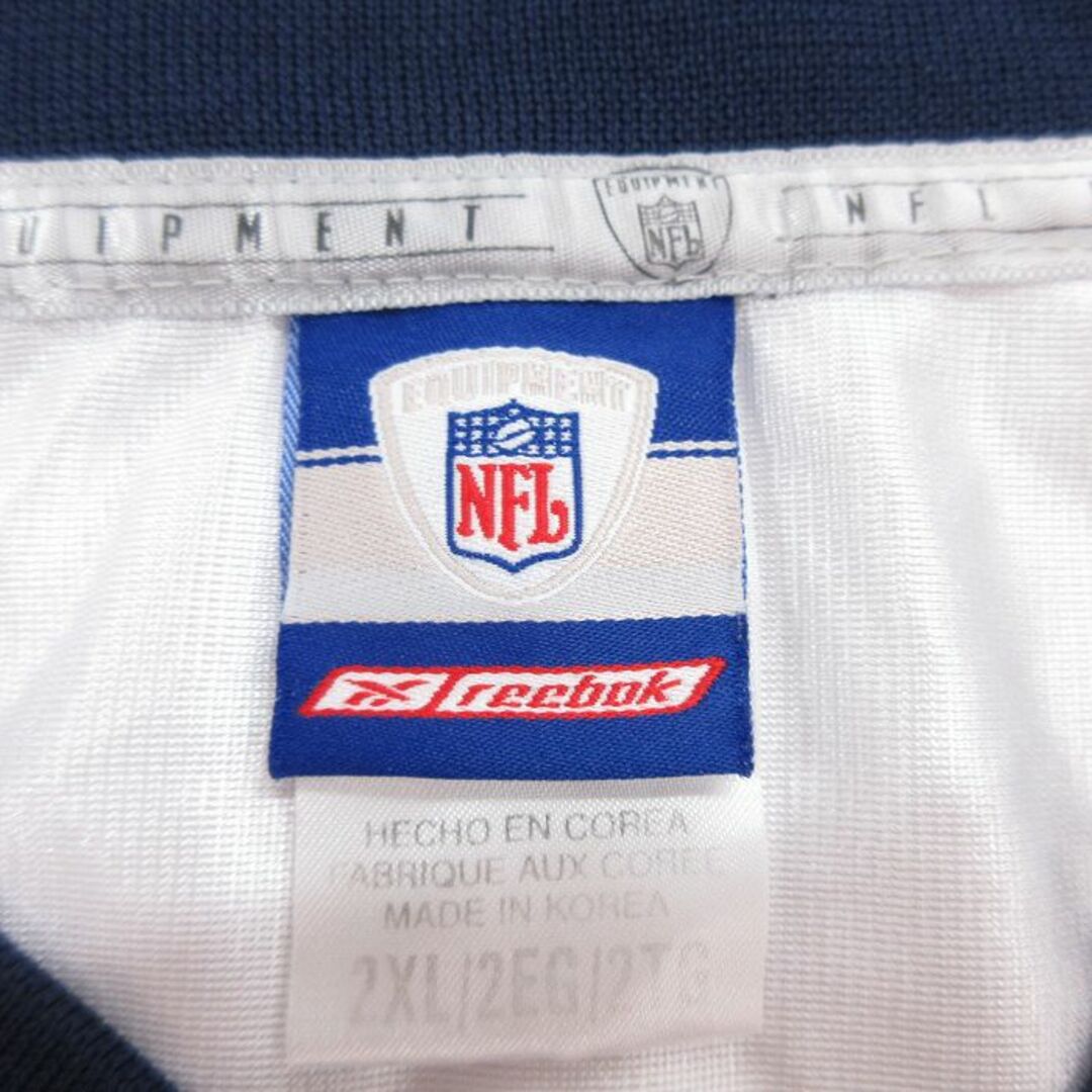 Reebok(リーボック)のXL★古着 リーボック REEBOK 長袖 ビンテージ フットボール Tシャツ メンズ 00年代 00s NFL ニューイングランドペイトリオッツ ロドニーハリソン 37 メッシュ地 大きいサイズ ロング丈 Vネック 白他 ホワイト アメフト スーパーボウル ユニフォーム ゲームシャツ 23aug23 中 メンズのトップス(Tシャツ/カットソー(半袖/袖なし))の商品写真