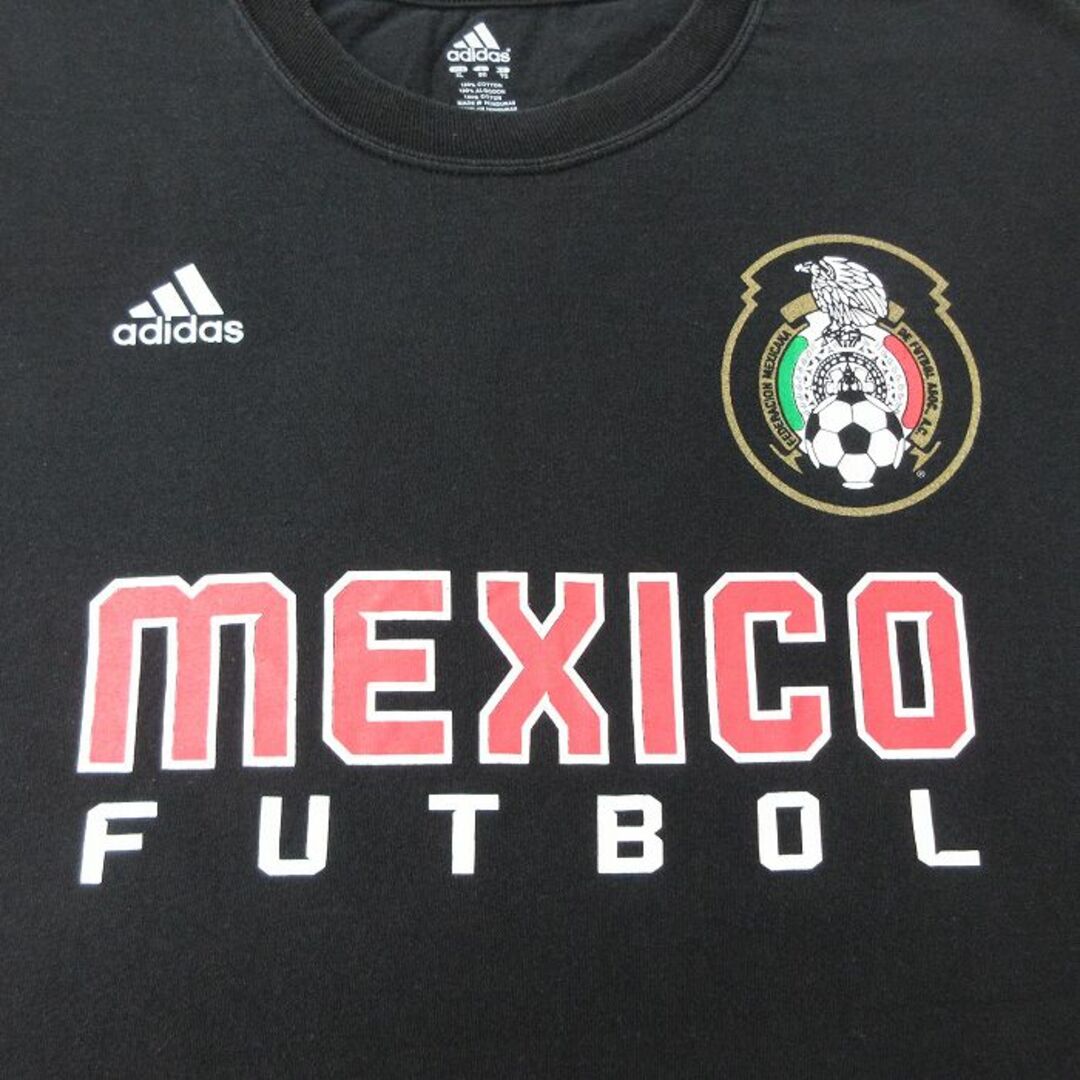 adidas(アディダス)のXL★古着 アディダス adidas 半袖 ブランド Tシャツ メンズ メキシコ サッカー アンドレスグアルダード 18 大きいサイズ コットン クルーネック 黒 ブラック 3本ライン 23aug21 中古 メンズのトップス(Tシャツ/カットソー(半袖/袖なし))の商品写真