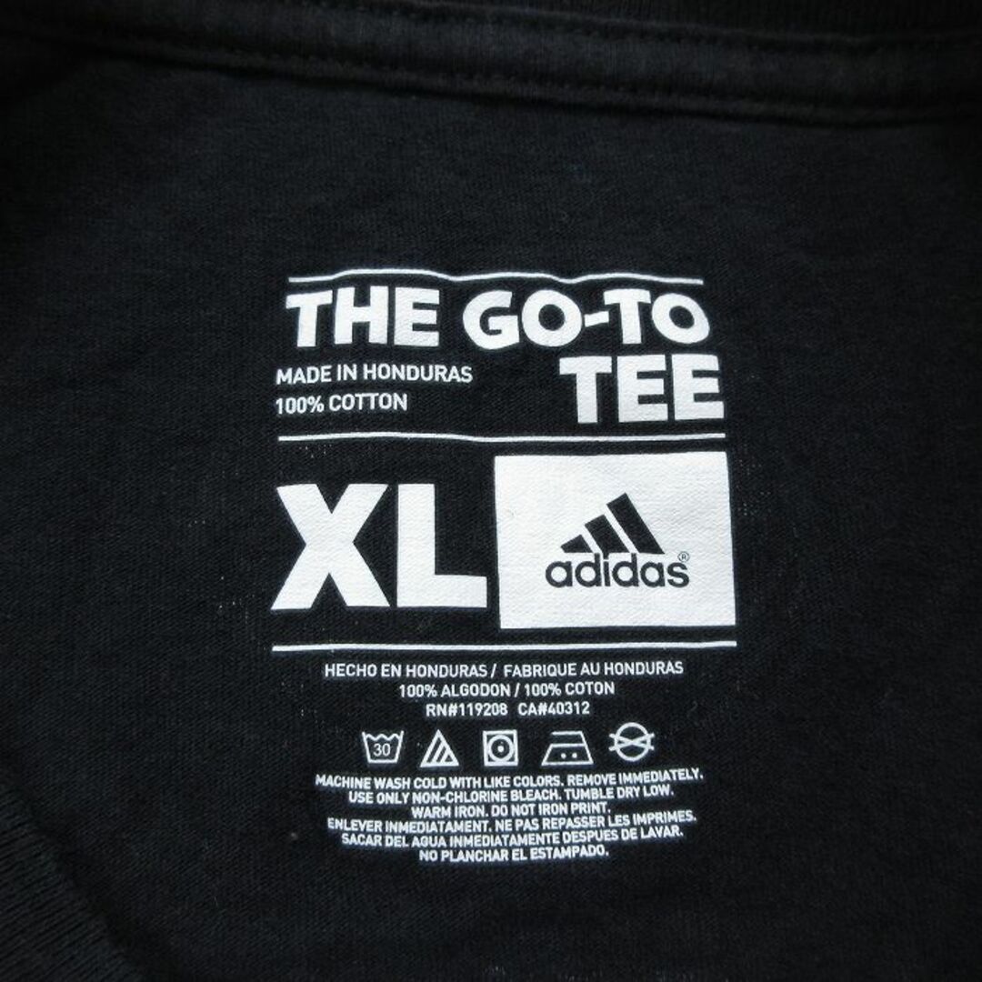 adidas(アディダス)のL★古着 アディダス adidas 半袖 ブランド Tシャツ メンズ ワンポイントロゴ ニューヨークリバティ キアストークス 41 バスケットボール コットン クルーネック 黒 ブラック 23aug24 中古 メンズのトップス(Tシャツ/カットソー(半袖/袖なし))の商品写真