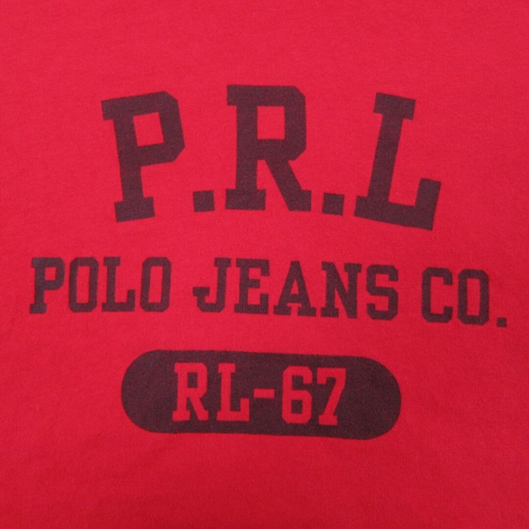 Ralph Lauren(ラルフローレン)のXL★古着 ラルフローレン Ralph Lauren ポロジーンズ 半袖 ブランド Tシャツ メンズ ビッグロゴ 大きいサイズ コットン クルーネック 赤 レッド リンガー ライン 23aug21 中古 メンズのトップス(Tシャツ/カットソー(半袖/袖なし))の商品写真