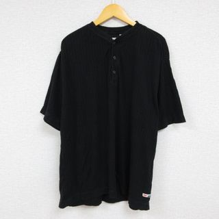 リーバイス(Levi's)のXL★古着 リーバイス Levis 半袖 ブランド Tシャツ メンズ 大きいサイズ コットン ヘンリーネック 黒 ブラック 23aug21 中古(Tシャツ/カットソー(半袖/袖なし))