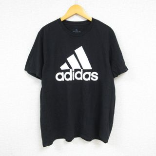 アディダス(adidas)のXL★古着 アディダス adidas 半袖 ブランド Tシャツ メンズ ビッグロゴ コットン クルーネック 黒 ブラック 23aug21 中古(Tシャツ/カットソー(半袖/袖なし))