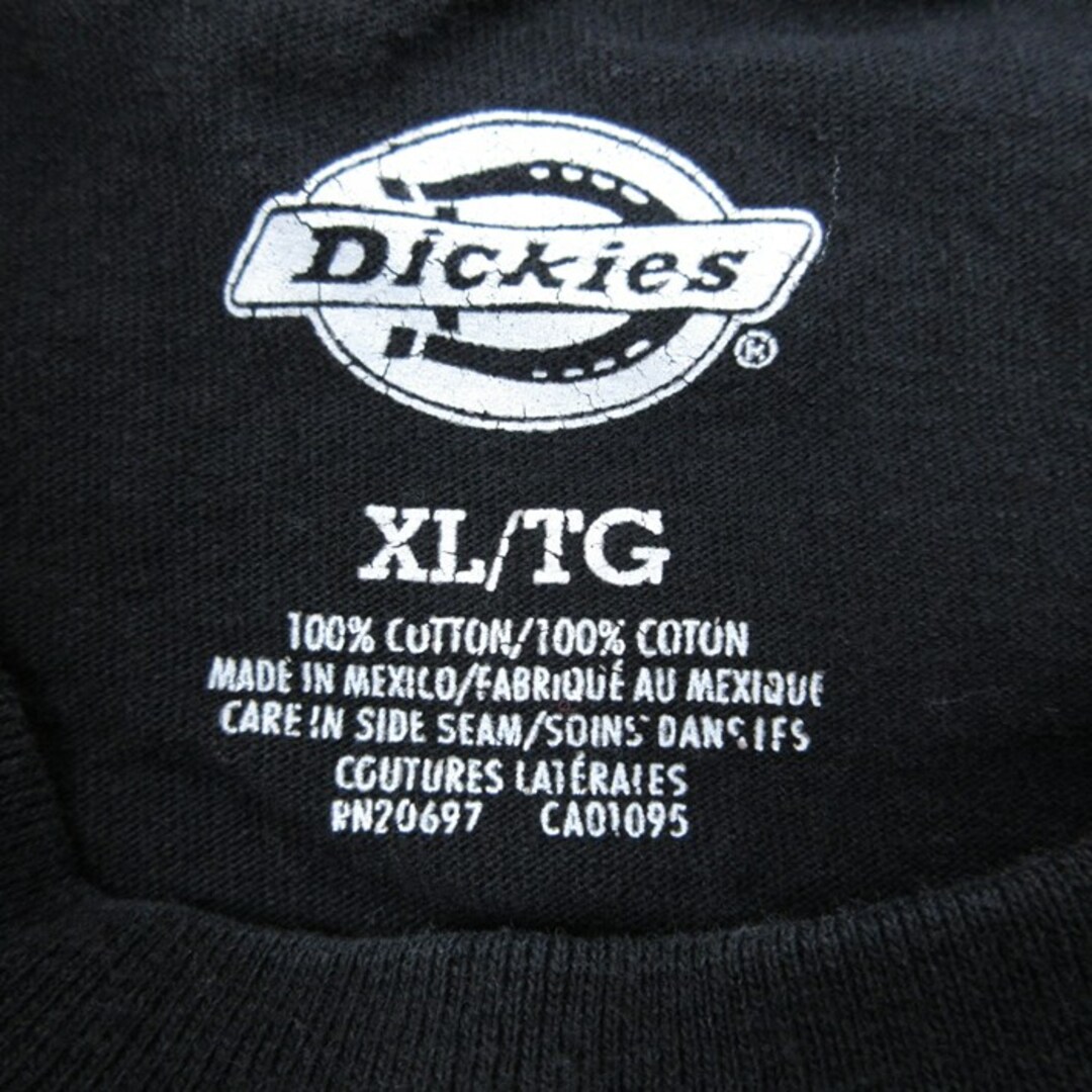 Dickies(ディッキーズ)のXL★古着 ディッキーズ Dickies 半袖 ブランド Tシャツ メンズ ワンポイントロゴ 胸ポケット付き 鹿の子 大きいサイズ コットン クルーネック 黒 ブラック 23aug21 中古 メンズのトップス(Tシャツ/カットソー(半袖/袖なし))の商品写真