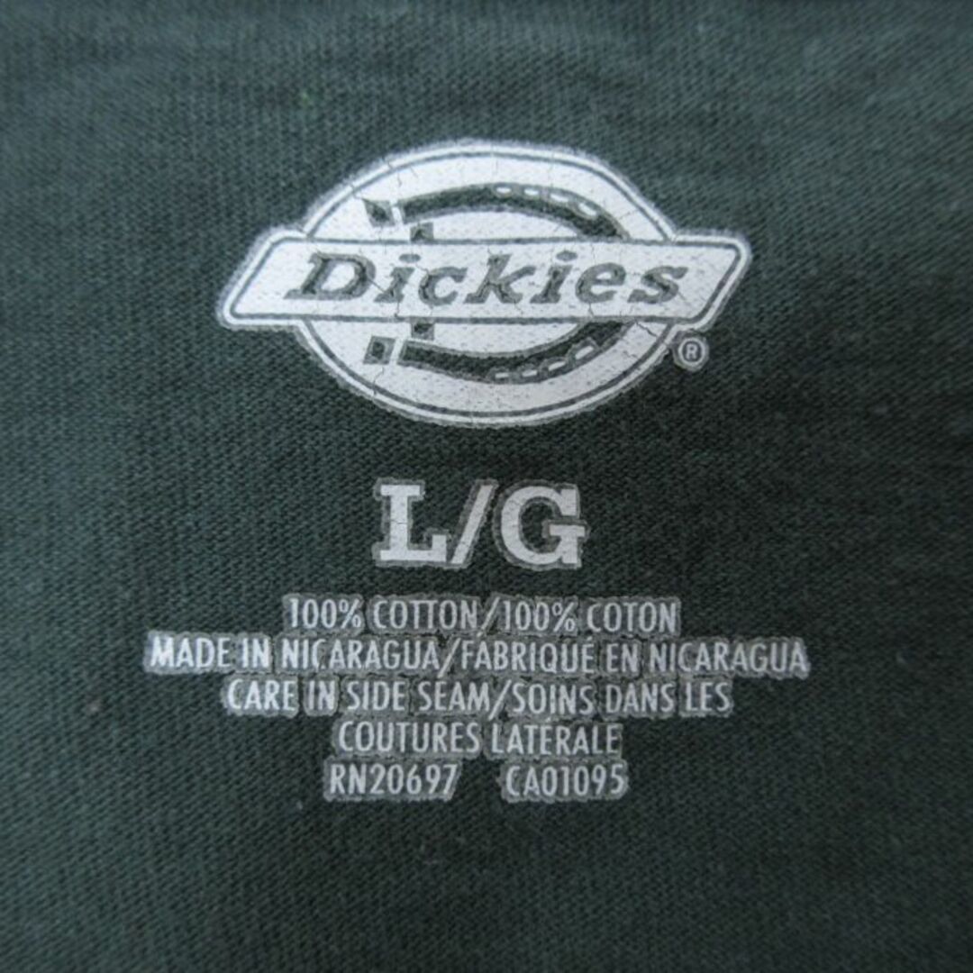 Dickies(ディッキーズ)のXL★古着 ディッキーズ Dickies 半袖 ブランド Tシャツ メンズ ワンポイントロゴ 胸ポケット付き 大きいサイズ コットン クルーネック 濃緑 グリーン 23aug21 中古 メンズのトップス(Tシャツ/カットソー(半袖/袖なし))の商品写真