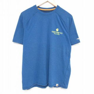 カーハートダブリューアイピー(Charhartt WIP)のXL★古着 カーハート Carhartt 半袖 ブランド Tシャツ メンズ ワンポイントロゴ 大きいサイズ ラグラン クルーネック 紺 ネイビー 霜降り 23aug21 中古(Tシャツ/カットソー(半袖/袖なし))