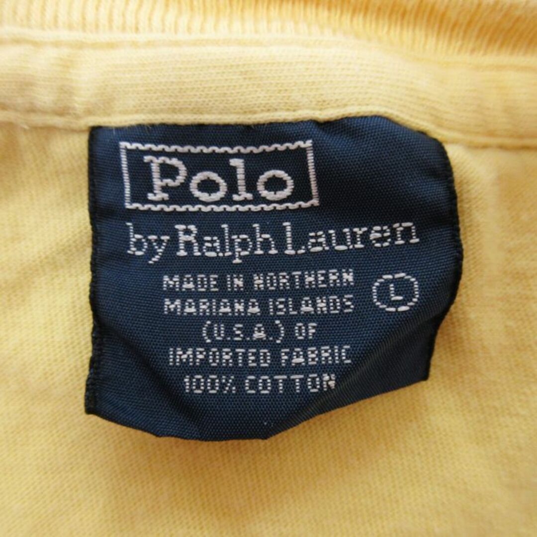 Ralph Lauren(ラルフローレン)のXL★古着 ラルフローレン Ralph Lauren 半袖 ブランド Tシャツ メンズ 90年代 90s ワンポイントロゴ 大きいサイズ コットン クルーネック 黄 イエロー 23aug21 中古 メンズのトップス(Tシャツ/カットソー(半袖/袖なし))の商品写真