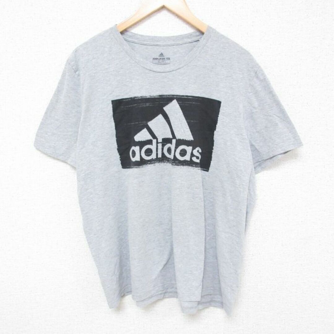 adidas(アディダス)のXL★古着 アディダス adidas 半袖 ブランド Tシャツ メンズ ビックロゴ 大きいサイズ コットン クルーネック グレー 霜降り 23aug22 中古 メンズのトップス(Tシャツ/カットソー(半袖/袖なし))の商品写真