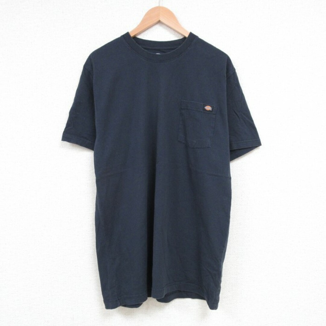 Dickies(ディッキーズ)のL★古着 ディッキーズ Dickies 半袖 ブランド Tシャツ メンズ ワンポイントロゴ 胸ポケット付き コットン クルーネック 黒 ブラック 23aug23 中古 メンズのトップス(Tシャツ/カットソー(半袖/袖なし))の商品写真