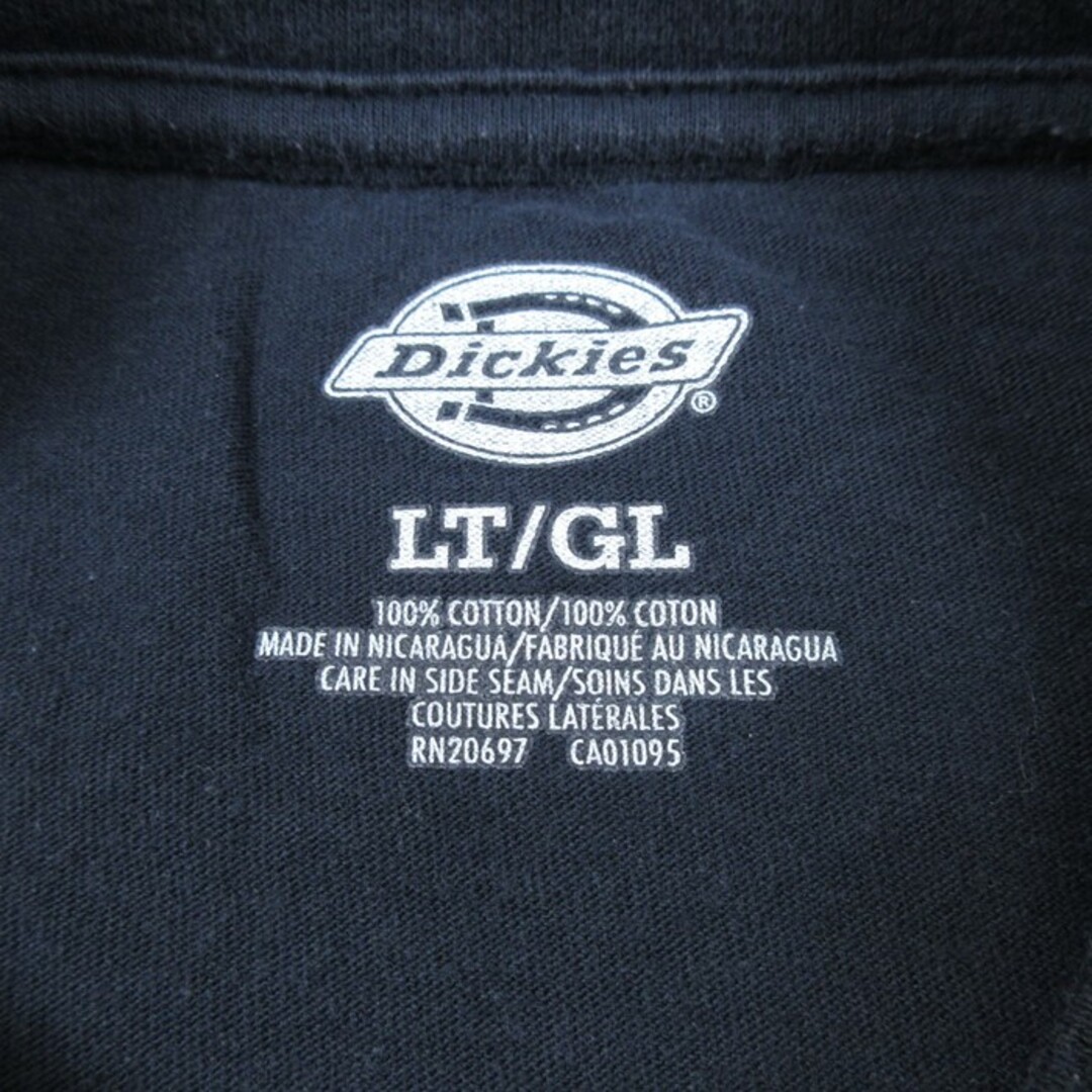 Dickies(ディッキーズ)のL★古着 ディッキーズ Dickies 半袖 ブランド Tシャツ メンズ ワンポイントロゴ 胸ポケット付き コットン クルーネック 黒 ブラック 23aug23 中古 メンズのトップス(Tシャツ/カットソー(半袖/袖なし))の商品写真