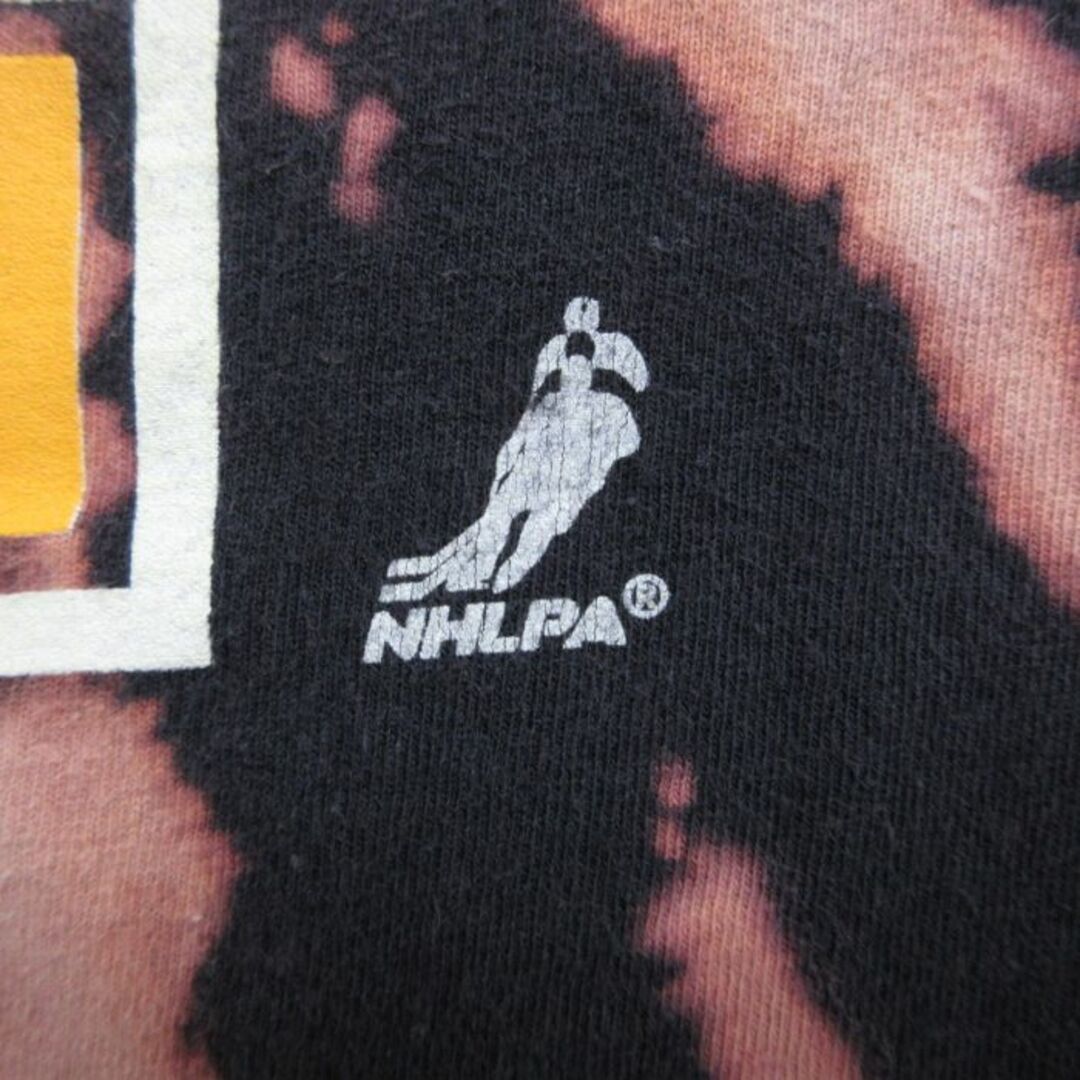 Reebok(リーボック)のXL★古着 リーボック REEBOK 半袖 ブランド Tシャツ メンズ NHL ボストンブルーインズ ハミルトン コットン クルーネック 黒他 ブラック ブリーチ加工 アイスホッケー 23aug24 中古 メンズのトップス(Tシャツ/カットソー(半袖/袖なし))の商品写真