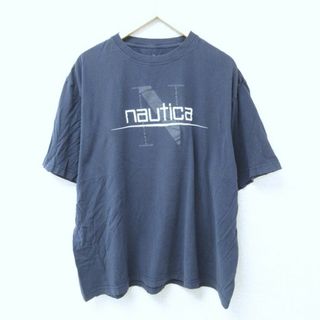 ノーティカ(NAUTICA)のXL★古着 ノーティカ NAUTICA 半袖 ブランド Tシャツ メンズ ビッグロゴ 大きいサイズ コットン クルーネック 濃紺 ネイビー 23aug23 中古(Tシャツ/カットソー(半袖/袖なし))