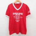 XL★古着 半袖 ビンテージ Tシャツ メンズ 00年代 00s FRANKLIN SQUARE RAIDERS サッカー オリンピック Vネック USA製 赤 レッド リンガー 23aug21 中古