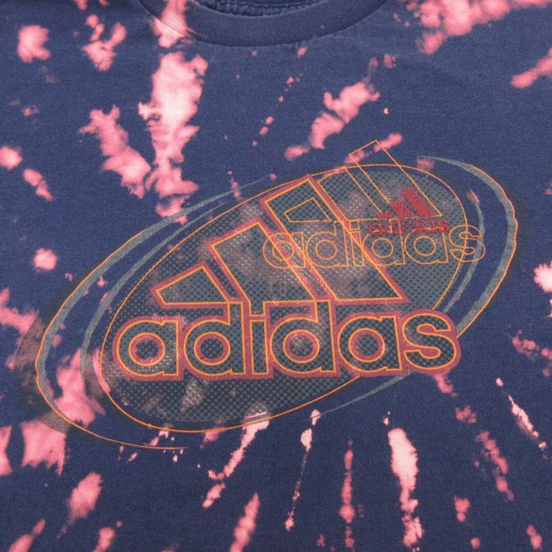 adidas(アディダス)のXL★古着 アディダス adidas 半袖 ビンテージ Tシャツ メンズ 90年代 90s ビッグロゴ 大きいサイズ コットン クルーネック USA製 紺他 ネイビー ブリーチ加工 23aug21 中古 メンズのトップス(Tシャツ/カットソー(半袖/袖なし))の商品写真