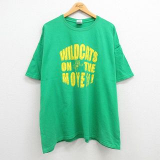 XL★古着 半袖 ビンテージ Tシャツ メンズ 00年代 00s ワイルドキャッツ スタッフ 大きいサイズ コットン クルーネック 緑 グリーン 23aug21 中古(Tシャツ/カットソー(半袖/袖なし))