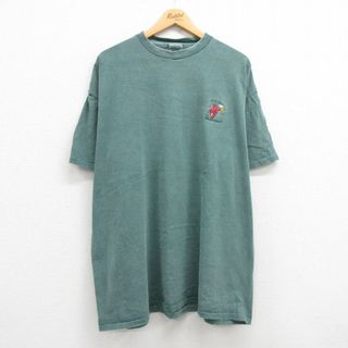 XL★古着 オニータ ONEITA 半袖 ビンテージ Tシャツ メンズ 00年代 00s ロブスター ビール 大きいサイズ コットン クルーネック 緑系 グリーン 23aug21 中古(Tシャツ/カットソー(半袖/袖なし))