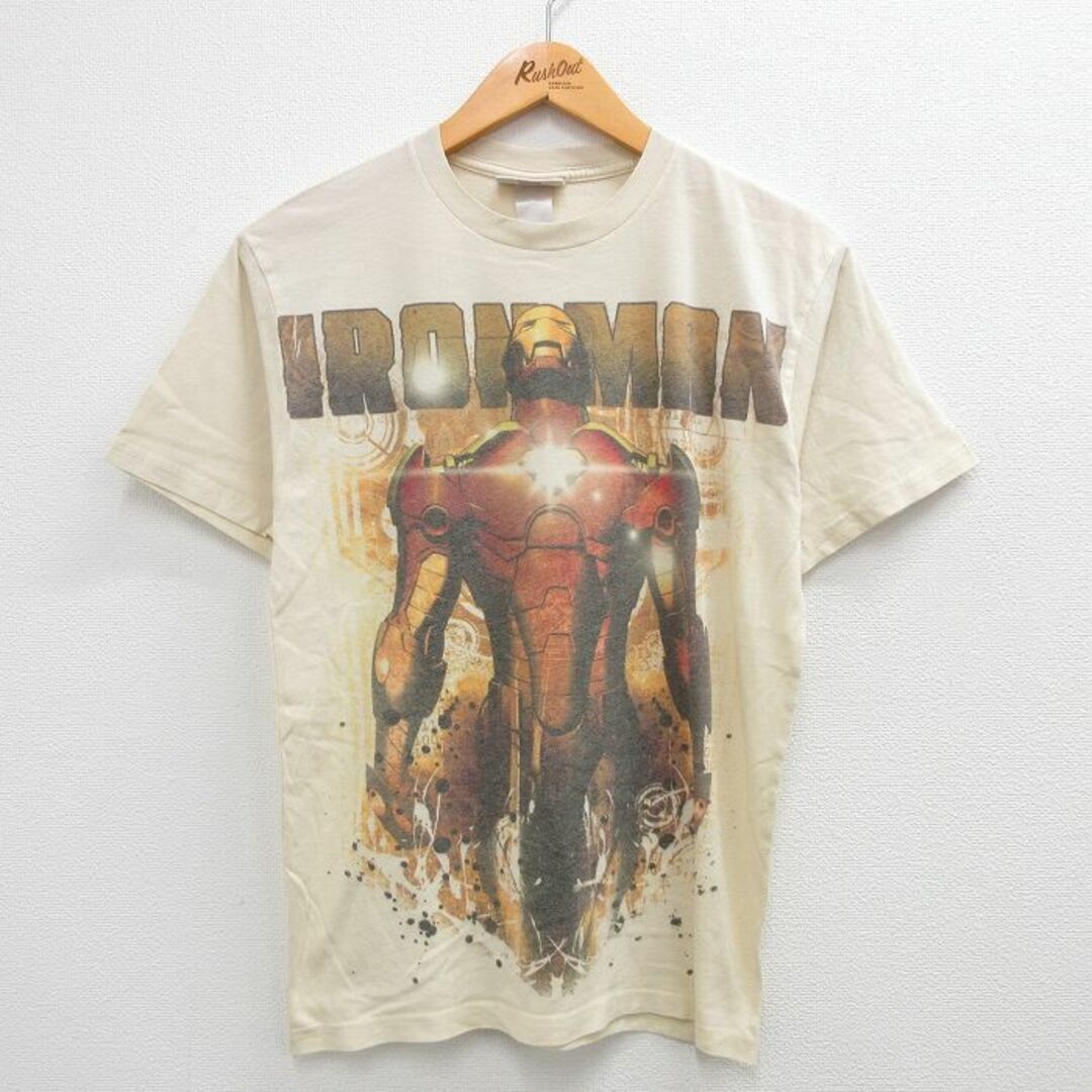 MARVEL(マーベル)のM★古着 半袖 ビンテージ Tシャツ メンズ 00年代 00s マーベル アイアンマン クルーネック 生成り 23aug23 中古 メンズのトップス(Tシャツ/カットソー(半袖/袖なし))の商品写真