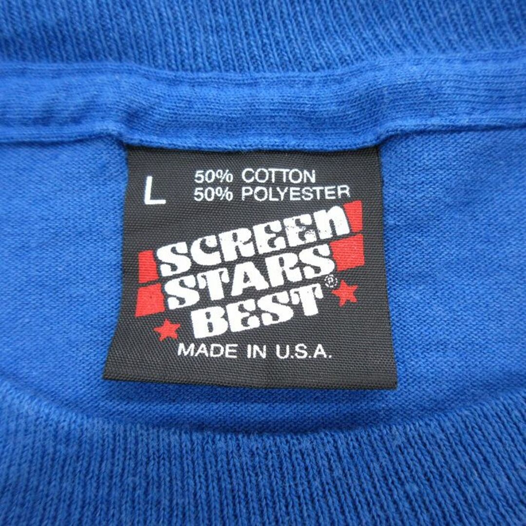 SCREEN STARS(スクリーンスターズ)のL★古着 スクリーンスターズ 半袖 ビンテージ Tシャツ メンズ 80年代 80s キャスリーンセベリウス 政治家 クルーネック USA製 青 ブルー 23aug23 中古 メンズのトップス(Tシャツ/カットソー(半袖/袖なし))の商品写真