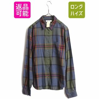 デッドストック 90s エディーバウアー チェック 長袖 シャツ レディース L 新品 90年代 オールド Eddie Bauer レーヨン コットン ブラウス(シャツ/ブラウス(長袖/七分))