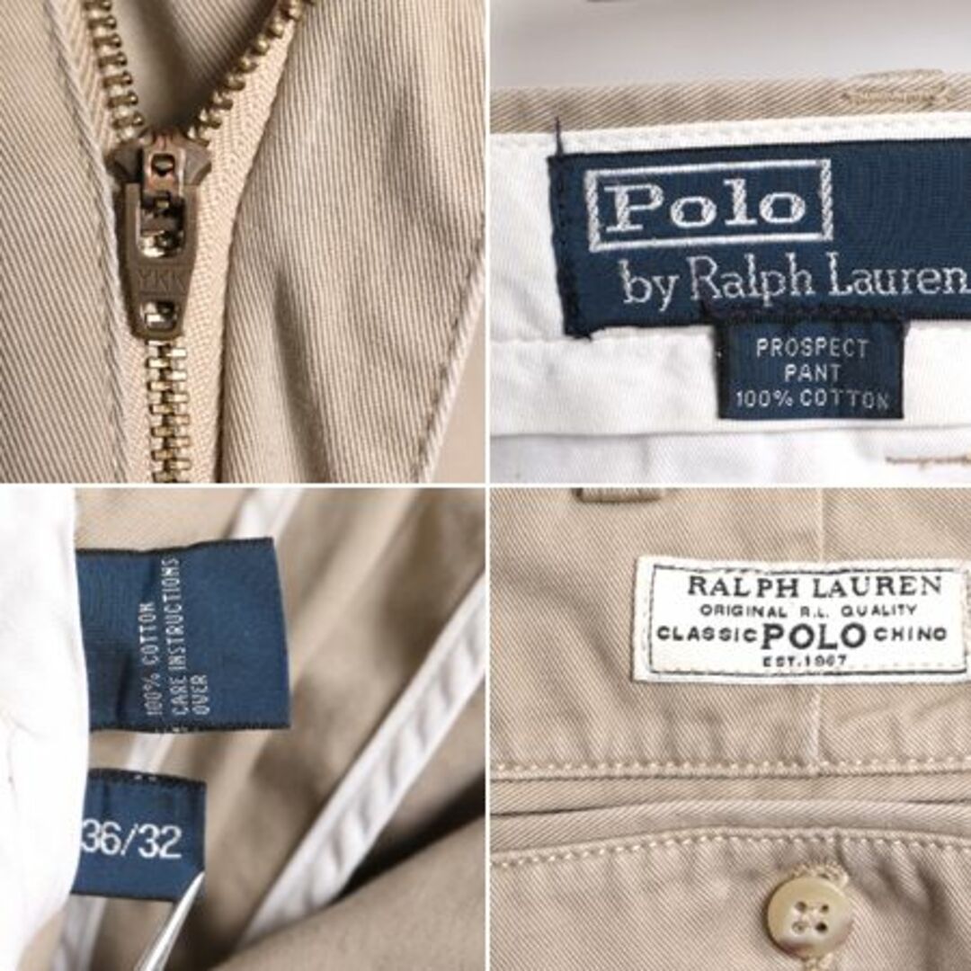 Ralph Lauren(ラルフローレン)の90s ポロ ラルフローレン コットン チノ パンツ メンズ 36 32 古着 90年代 POLO スラックス ノータック ポロチノ チノパン アーミー タイプ メンズのパンツ(スラックス)の商品写真