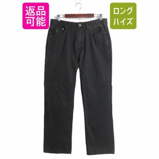 ラルフローレン(Ralph Lauren)のポロ ラルフローレン コットン チノ パンツ メンズ 34 30 黒 ノータック スラックス チノパン ストレート ブラック ワンポイント 革パッチ(チノパン)