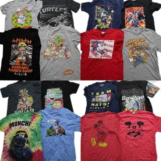 古着卸 まとめ売り キャラクター 半袖Tシャツ 16枚セット (メンズ M ) ヒロアカ フェアリーテイル ミッキー MS0911(その他)