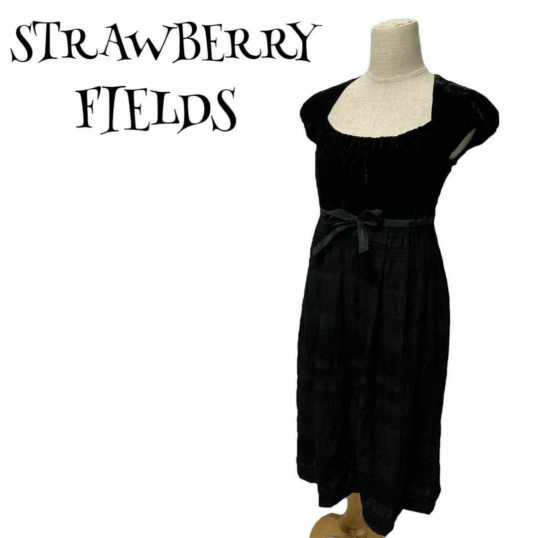 STRAWBERRY-FIELDS(ストロベリーフィールズ)のSTRAWBERRY-FIELDS ☆ ドレスワンピース ベロア調 レディースのワンピース(ひざ丈ワンピース)の商品写真