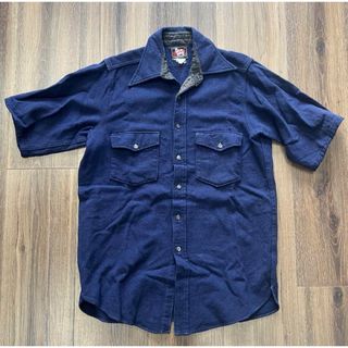 ウールリッチ(WOOLRICH)のウールリッチ　40s 黒タグ　ヴィンテージ　ウールシャツ　半袖　筆記体タグ(シャツ)