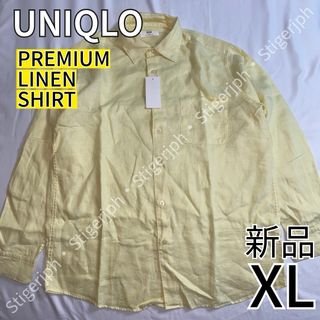 ユニクロ(UNIQLO)のユニクロ　プレミアムリネンシャツ　イエロー　XLサイズ(シャツ)